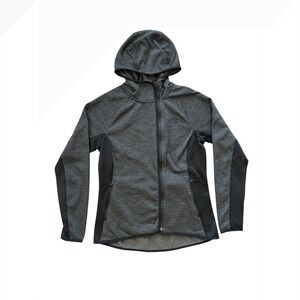 The North Face Womens Grey Grid Fleece Full Zip Hooded Jacket Size Large L